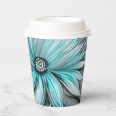 ビューティフルブルーティール（緑がかった色）フローラプリント 紙コップ (正面)