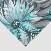 ビューティフルブルーティール（緑がかった色）フローラプリント 薄葉紙 (詳細)