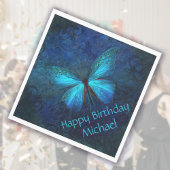 ビューティフルブルーバタフライ誕生日 スタンダードカクテルナプキン