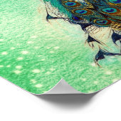 ビューティフルブルーピーコック自然バードテールヴィンテージ ポスター (角)