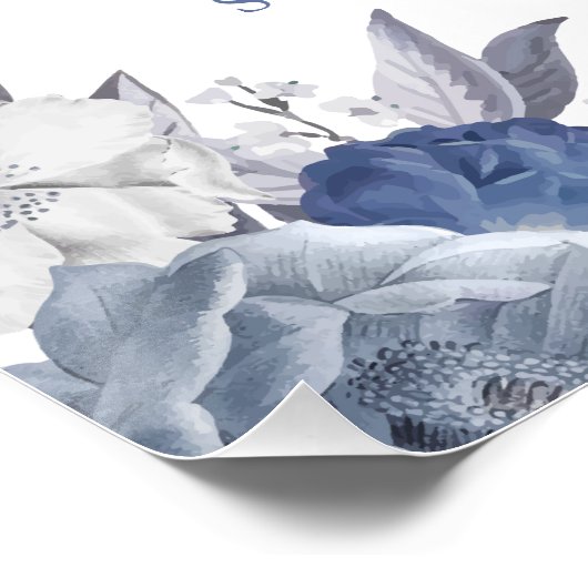 ビューティフルブルーフローラキンセアニェラウェルカムサイン ポスター (コーナー)