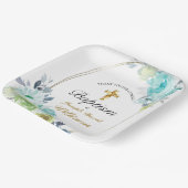 ビューティフルブルーフローラゴールデンクロスベビーバプテスマ ペーパープレート (傾斜あり)