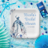 ビューティフルブルーフローラドレスブライダルシャワー ペーパープレート (パーティー)