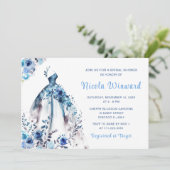 ビューティフルブルーフローラドレスブライダルシャワー 招待状 (スタンド正面)