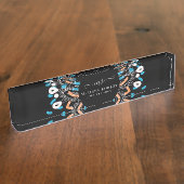 ビューティフルブルーフローラマンダラマーブルモノグラムの デスクネームプレート (側面)