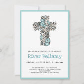 ビューティフルブルーフローラ十字洗礼 招待状 (正面)