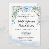 ビューティフルブルーフローラ婚約パーティ招待状 招待状 (正面/裏面)