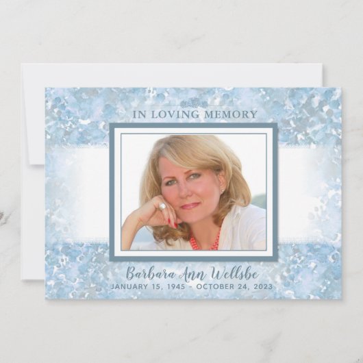 ビューティフルブルーフローラ悔やみや弔慰サンキューカード 招待状 (正面)