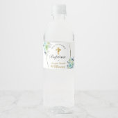 ビューティフルブルーフローラ金ゴールドクロスベビーバプテスマ ペットボトルラベル (正面)