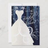 ビューティフルブルーブライダルシャワーきらめく星 招待状 (正面)