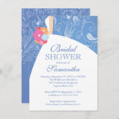 ビューティフルブルーブライモダンドブライダルシャワー 招待状 (正面/裏面)