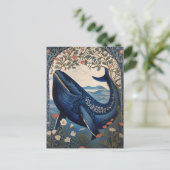 ビューティフルブルーホエールウィリアムモリスインスパイア ポストカード (スタンド正面)