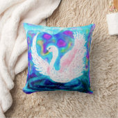 ビューティフルブルーホワイトスワンファンタジー クッション (ブランケット)