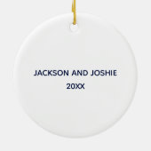 ビューティフルブルーボタニックフォトカスタムクリスマス セラミックオーナメント (裏面)