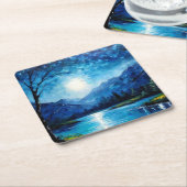 ビューティフルブルーマウンテンズスクエア紙コースター スクエアペーパーコースター (アングル)