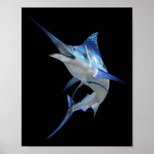 ビューティフルブルーマーリン魚釣りショートスリーブ ポスター