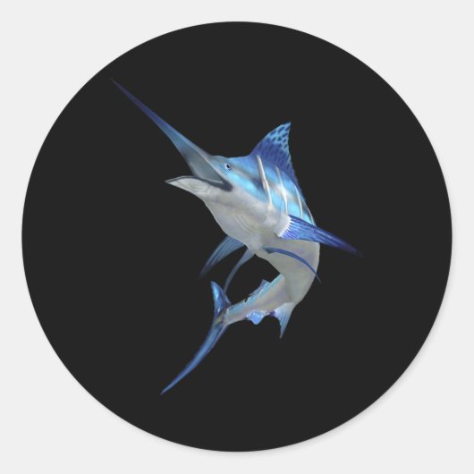 ビューティフルブルーマーリン魚釣りショートスリーブ ラウンドシール (正面)