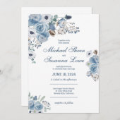 ビューティフルブルー結婚フローラ 招待状 (正面/裏面)