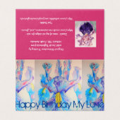 ビューティフルブルー絵画アイリスのラブ誕生日カード (外部フラット)