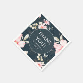 ビューティフルブルー赤面フローラサンキュー結婚ズ スタンダードカクテルナプキン (角)