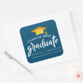 ビューティフルブルー金ゴールドグラッドハット2025卒業 スクエアシール (封筒)