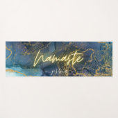 ビューティフルブルー金ゴールドマーブルインク名前をカスタムする ヨガマット (正面(横))