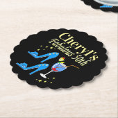 ビューティフルブルー50番目の誕生日デザイン ペーパーコースター (アングル)