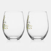 ビューティフルブルー&グリーンボタニカル結婚ズ ステムなしワイングラス (左)