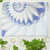 ビューティフルブルー&ホワイトシーシェル抽象芸術アート キッチンタオル (折り畳み)