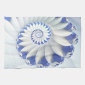 ビューティフルブルー&ホワイトシーシェル抽象芸術アート キッチンタオル (横)