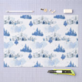 ビューティフルブルー&ホワイトマウスビレッジホリデー 薄葉紙 (クラフト)