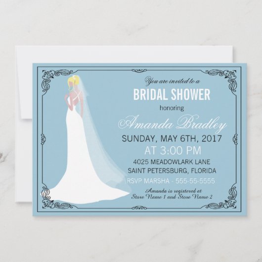 ビューティフルブロンドブライドブライダルシャワー 招待状 (正面)