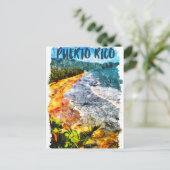 ビューティフルプエルトリコウォーターカラービーチ ポストカード (スタンド正面)