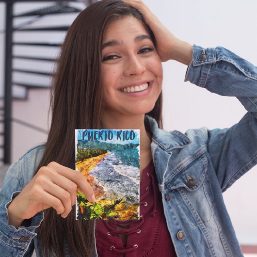 ビューティフルプエルトリコウォーターカラービーチ ポストカード