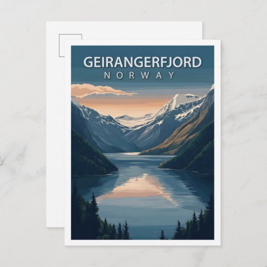 ビューティフルプレイスギランゲルフィヨルドノルウェートラベル ポストカード (正面/裏面)