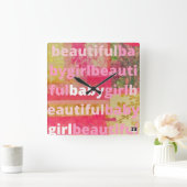 ビューティフルベビーガールコレクション スクエア壁時計 (ホーム)