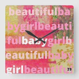 ビューティフルベビーガールコレクション スクエア壁時計