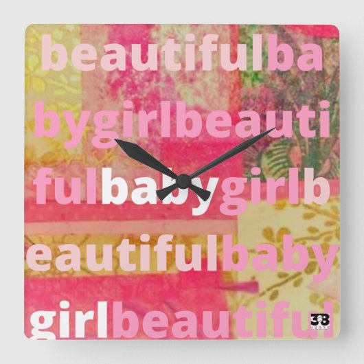 ビューティフルベビーガールコレクション スクエア壁時計 (正面)