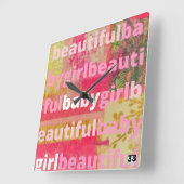 ビューティフルベビーガールコレクション スクエア壁時計 (傾斜)