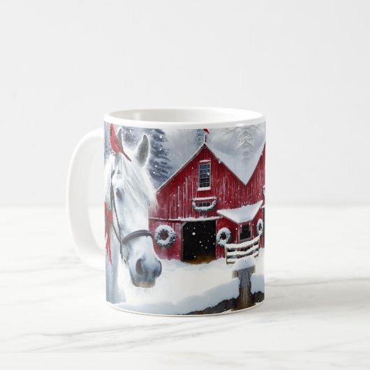 ビューティフルホリデーホースと（鳥）ショウジョウコウカンチョウ コーヒーマグカップ (正面左)