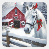 ビューティフルホリデーホースと(鳥)ショウジョウコウカンチョウ スクエアシール (正面)