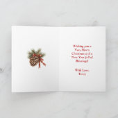 ビューティフルホリデーホースと（鳥）ショウジョウコウカンチョウ パーソナライズされた カード (内部)