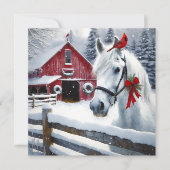 ビューティフルホリデーホースと(鳥)ショウジョウコウカンチョウ パーソナライズされた シーズンカード (正面)