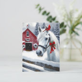ビューティフルホリデーホースと(鳥)ショウジョウコウカンチョウ パーソナライズされた シーズンポストカード (スタンド正面)