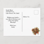 ビューティフルホリデーホースと(鳥)ショウジョウコウカンチョウ パーソナライズされた シーズンポストカード (裏面)