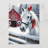 ビューティフルホリデーホースと(鳥)ショウジョウコウカンチョウ パーソナライズされた シーズンポストカード (正面)