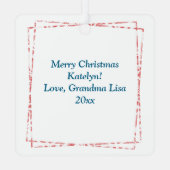 ビューティフルホリデーホースと(鳥)ショウジョウコウカンチョウ パーソナライズされた メタルオーナメント (裏面)