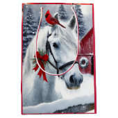 ビューティフルホリデーホースと（鳥）ショウジョウコウカンチョウ ミディアムペーパーバッグ (正面)