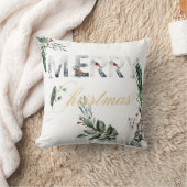 ビューティフルホリデーメリークリスマススノーウィーホワイトキツネ クッション (ブランケット)
