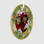 ビューティフルホリデーリースオンゴールドフォイルフォト オーナメント (正面)